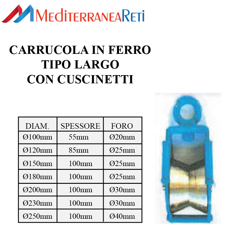 carrucola in ferro tipo largo - Wide iron pulley