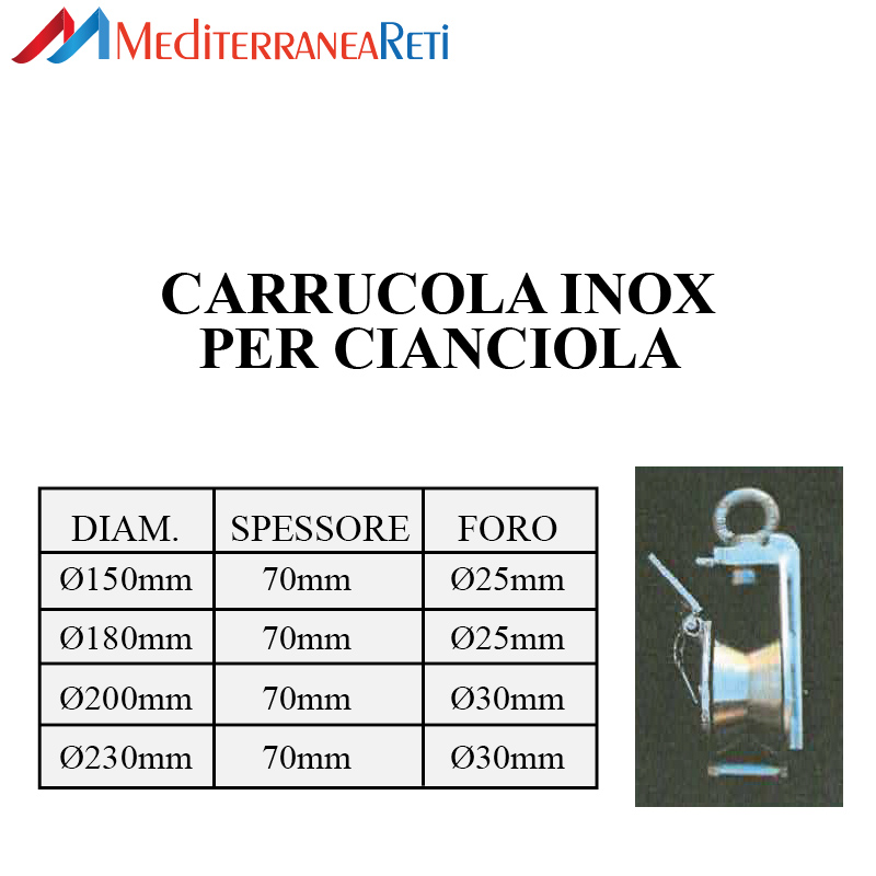 carrucola per cianciola inox - Stainless-steel pulley for purse seine