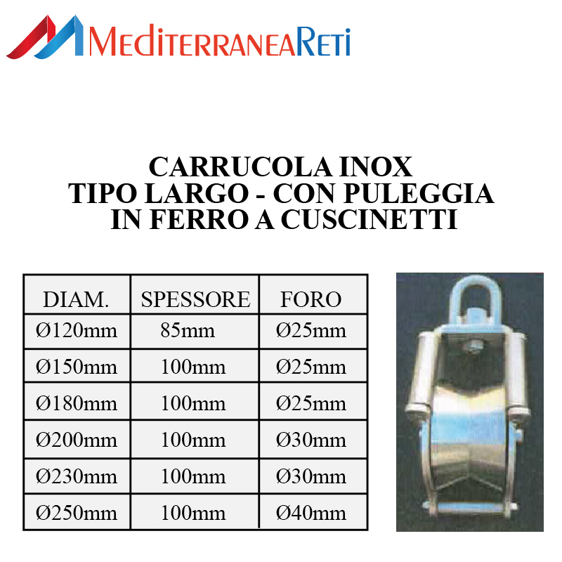 carrucola inox tipo largo - stainless steel pulley-block LARGE