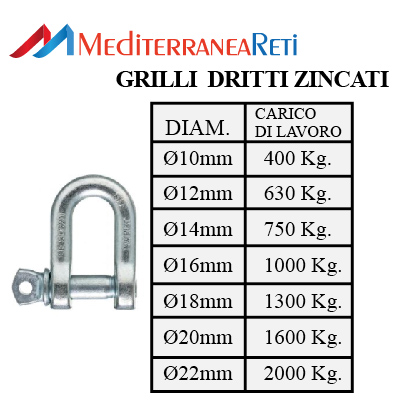 Grilli dritti zincati