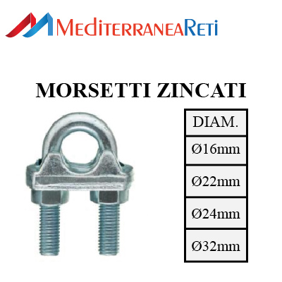 morsetti zincati - accessori ferramenta - mediterraneareti (Galvanized cable clamps)