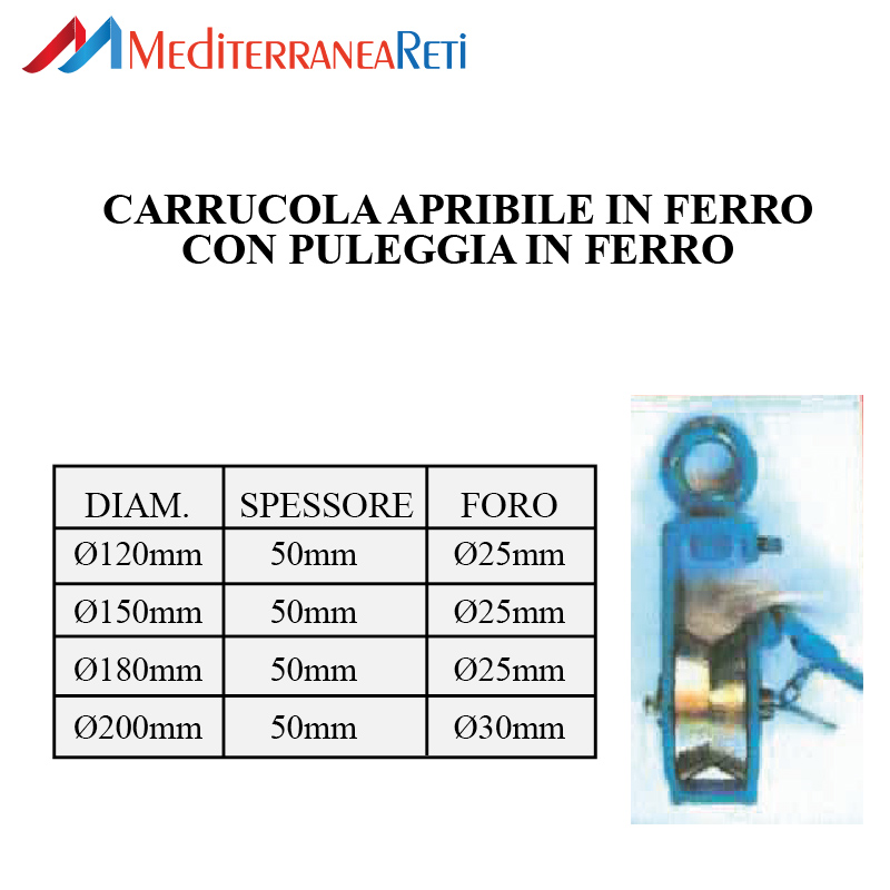 carrucola apribile in ferro - Iron open-sided pulley