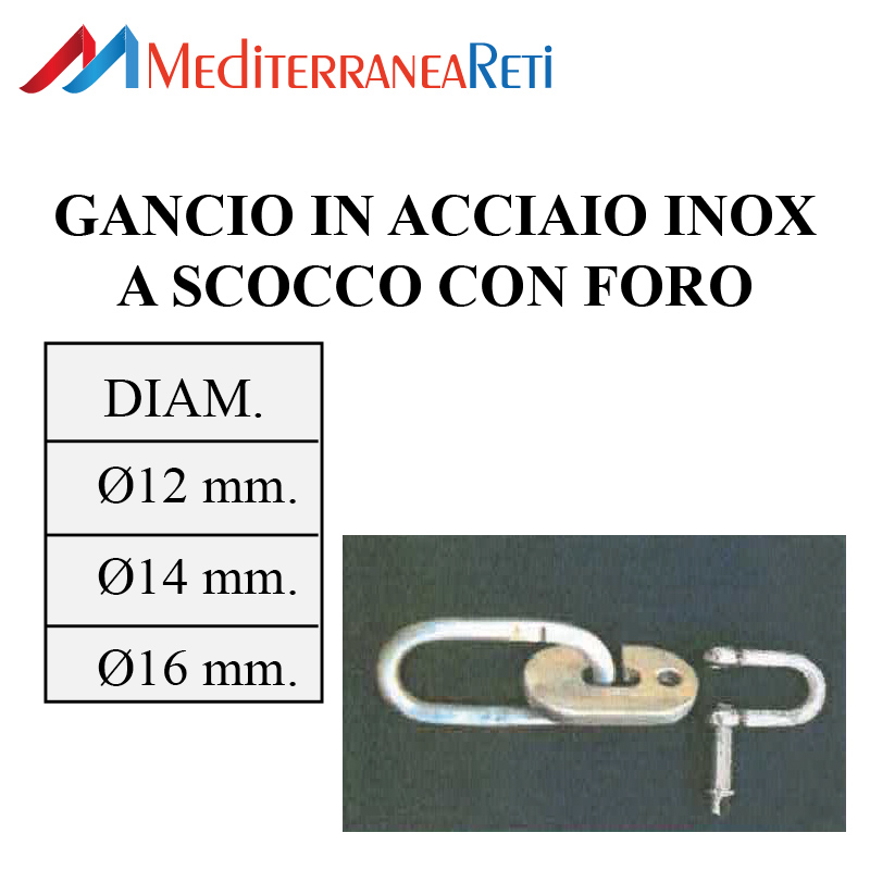 Gancio a scocco con foro - Perforated stainless steel hooks