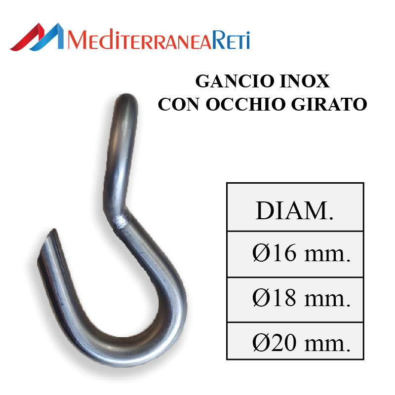 Gancio inox testa girata