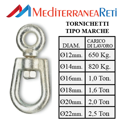 tornichetti girevoli a un occhio allungato.