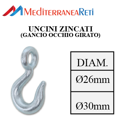 Uncino zincato - Slip galvanized hook
